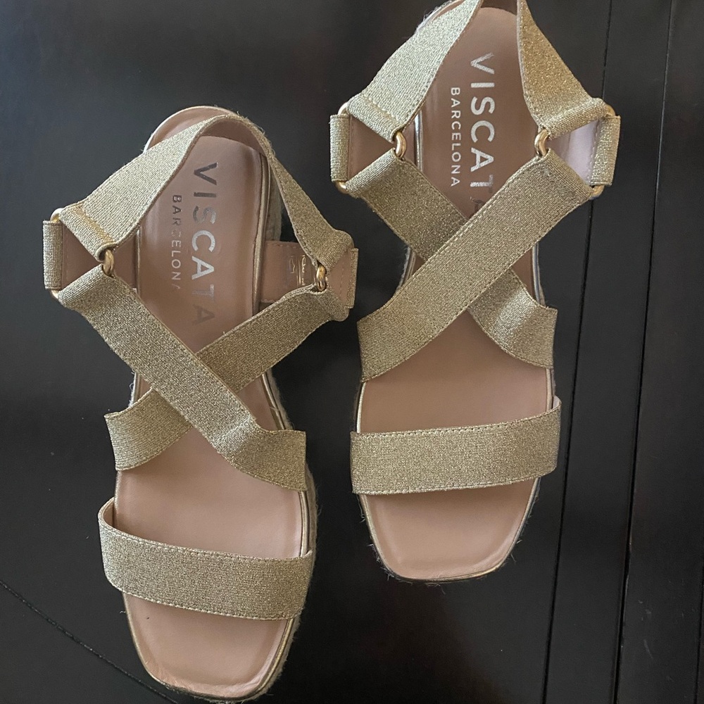 Viscata Barcelona Gold Espadrille Sandals